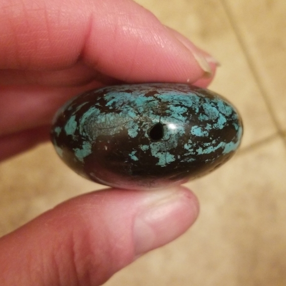 Huge Turquoise Natural Spiderweb Pendant - Picture 5 of 8